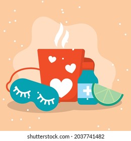 hot drink and healthy lifestyle icons