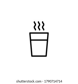 Icono de bebida caliente en icono de estilo de línea negra, estilo aislado en fondo blanco