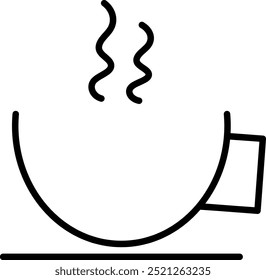 Heißgetränk-Symbol. Kaffee und Teetasse. Kräutertee, im Liniendesign. Organisch, natürlich, Wellness, Infusion, Gesundheitskonzept, Vektorgrafik