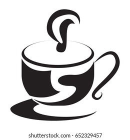 hot drink icon flat black