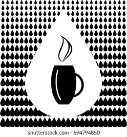 Hot Drink Icon on Water Drops Background. Drink or beverage vector illustration