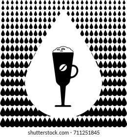 Hot Drink Icon on Water Drops Background. Drink or beverage vector illustration