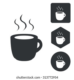 Hot drink icon set, monochrome, isolated on white