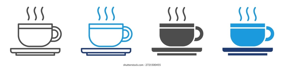 Conjunto de iconos de bebidas calientes con estilo múltiple
