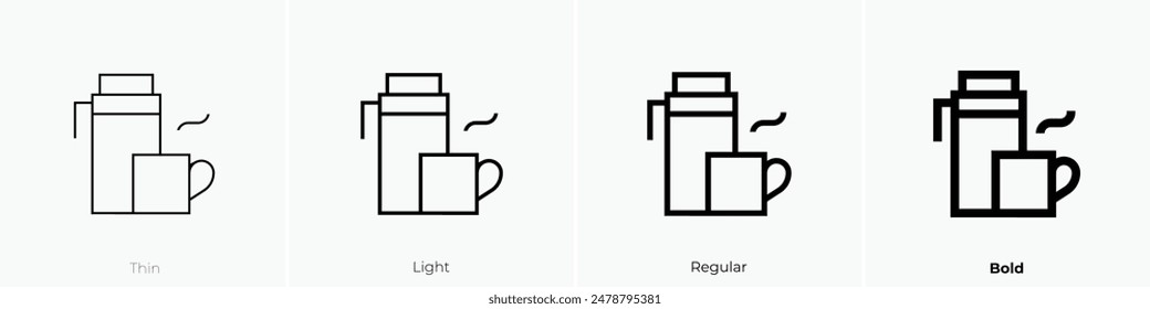 icono de bebida caliente. Diseño de estilo fino, ligero, regular y audaz aislado sobre fondo blanco