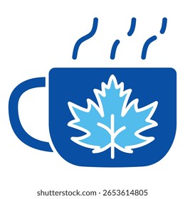 Ícones De Bebida A Quente Em Estilo Azul, Ilustração De Vetor