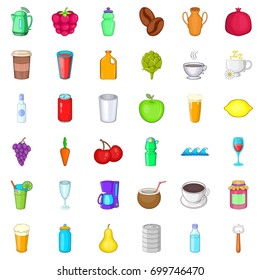 Hot drink icons set. Cartoon style of 36 hot drink vector icons for web isolated on white background