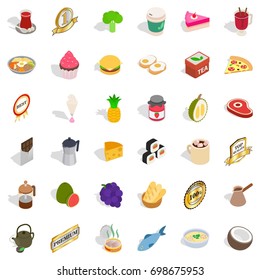 Hot drink icons set. Isometric style of 36 hot drink vector icons for web isolated on white background