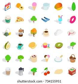 Hot drink icons set. Isometric style of 36 hot drink vector icons for web isolated on white background