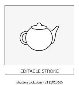  Hot drink line icon. Brewing tea bag. Tea and coffee concept. Isolated vector illustration. Editable stroke