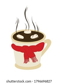 
Hot drink with marshmallows. Cup of coffee. A cup of hot chocolate.