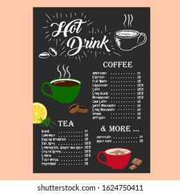 hot drink menu template vector design 