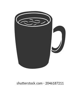 Hot Drink Mug Icon Silhouette Illustration. Breakfast Coffee Vector Graphic Pictogram Symbol Clip Art. Doodle Sketch Black Sign.