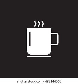 hot drink mug icon vector, solid flat sign, pictogram isolated on black, logo illustration