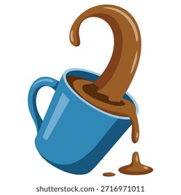 Bebida caliente en taza aislada Ilustración vectorial sobre fondo blanco