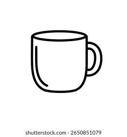 Hot drink mug line art. Simple outline cup icon for coffee or cafe menu.