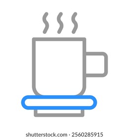 Hot drink in a mug, simple line icon. Concept of warmth, comfort, and relaxation.