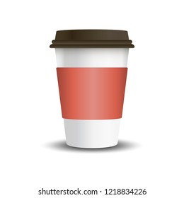 Hot drink paper cup with mockup sleeve vector