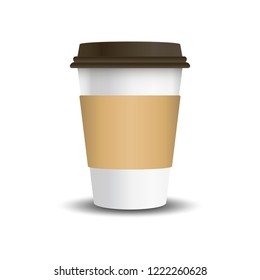 Hot Drink Paper Cup With Mockup Sleeve Vector