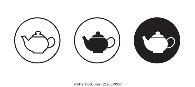 Hot drink sign. Coffee pot icon. Tea glass mug. Tea pot, kettle. Teapot icons button, vector, sign, symbol, logo, illustration, editable stroke, flat design style isolated on white linear pictogram
