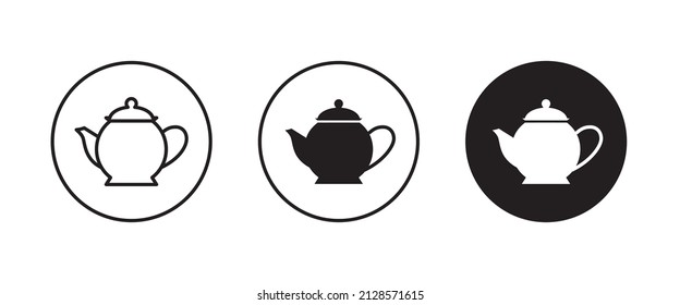 Hot drink sign. Coffee pot icon. Tea glass mug. Tea pot, kettle. Teapot icons button, vector, sign, symbol, logo, illustration, editable stroke, flat design style isolated on white linear pictogram