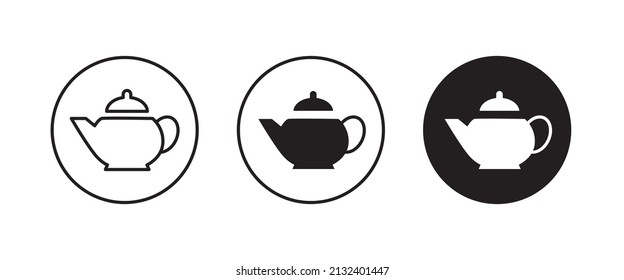 Hot drink sign. Coffee pot icon. Tea glass mug. Tea pot, kettle. Teapot icons button, vector, sign, symbol, logo, illustration, editable stroke, flat design style isolated on white linear pictogram