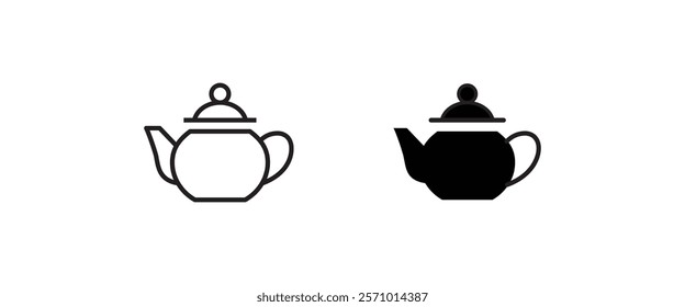 Hot drink sign. Coffee pot icon. Tea glass mug. Tea pot, kettle. Teapot icons button, vector, sign, symbol, logo, illustration, editable stroke, flat design style isolated on white linear pictogram