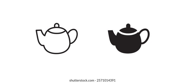 Hot drink sign. Coffee pot icon. Tea glass mug. Tea pot, kettle. Teapot icons button, vector, sign, symbol, logo, illustration, editable stroke, flat design style isolated on white linear pictogram