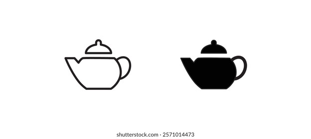 Hot drink sign. Coffee pot icon. Tea glass mug. Tea pot, kettle. Teapot icons button, vector, sign, symbol, logo, illustration, editable stroke, flat design style isolated on white linear pictogram