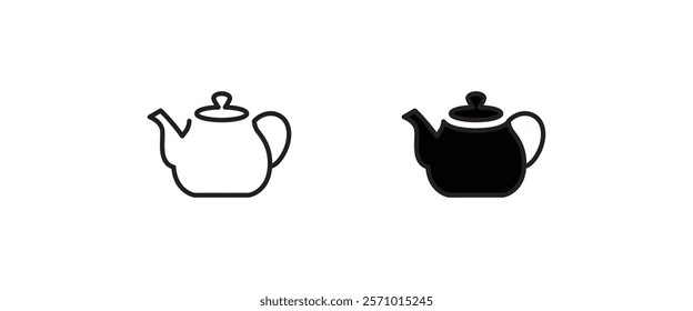 Hot drink sign. Coffee pot icon. Tea glass mug. Tea pot, kettle. Teapot icons button, vector, sign, symbol, logo, illustration, editable stroke, flat design style isolated on white linear pictogram