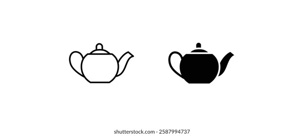 Hot drink sign. Coffee pot icon. Tea glass mug. Tea pot, kettle. Teapot icons button, vector, sign, symbol, logo, illustration, editable stroke, flat design style isolated on white linear pictogram