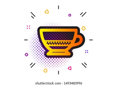 Hot drink sign. Halftone circles pattern. Bombon coffee icon. Beverage symbol. Classic flat bombon coffee icon. Vector