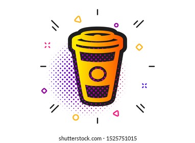 Hot drink sign. Halftone circles pattern. Takeaway Coffee or Tea icon. Beverage symbol. Classic flat takeaway Coffee icon. Vector