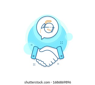 Hot drink sign. Handshake deal complex icon. Coffee pot line icon. Tea glass mug symbol. Agreement shaking hands banner. Coffee pot sign. Vector