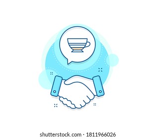 Hot drink sign. Handshake deal complex icon. Mocha coffee icon. Beverage symbol. Agreement shaking hands banner. Mocha sign. Vector