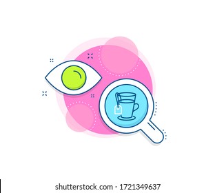 Hot drink sign. Research complex icon. Tea with bag line icon. Fresh beverage symbol. Analytics or analysis banner. Tea sign. Vector