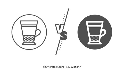 Hot drink sign. Versus concept. Double Latte coffee icon. Beverage symbol. Line vs classic double Latte icon. Vector