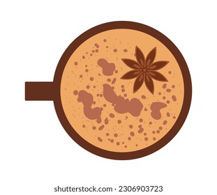 Hot Drink With Spices In Cup Vector Illustration