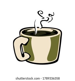 hot drink, steam, icon of cofee isolated on a white background in EPS10