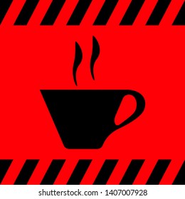 Hot drink tea or coffee black coffee on red background, vector illustration for design.