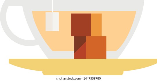 Hot drink tea icon in flat minimal style