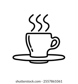 Hot Drink Vector Icon, Hot Beverage Icon Symbol, Cup Doodle Line Art Vector, Simple Mug Line Vector Icon.