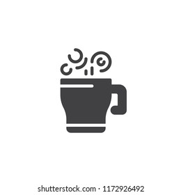 Hot drink vector icon. filled flat sign for mobile concept and web design. Coffee mug with steam simple solid icon. Symbol, logo illustration. Pixel perfect vector graphics