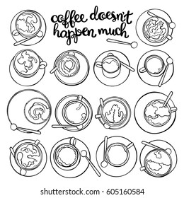 Hot drinks. Coffee cups. Isolated vector objects on white background.