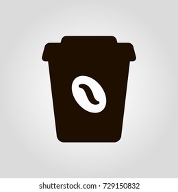 Hot drinks as coffee or tea take away or take-out cup icon, isolated flat vector beverage sign.