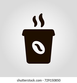 Hot drinks as coffee or tea take away or take-out cup icon, isolated flat vector beverage sign.