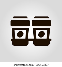 Hot drinks as coffee or tea take away or take-out cup icon, isolated flat vector beverage sign.