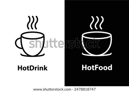 Hot drinks and cuisine logo, with line art design style. A simple logo that is easy to apply in any media.