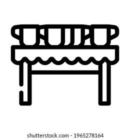 hot drinks cups on table line icon vector. hot drinks cups on table sign. isolated contour symbol black illustration