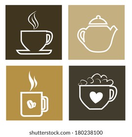 hot drinks design over brown background vector illustration  